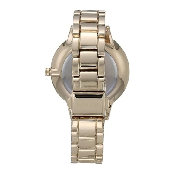 Women\'s Crystal Accented Bracelet Watch Black /Gold